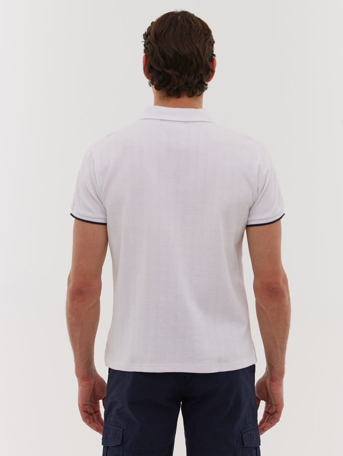 Zanza White Polos SS Knit Zip  Shot 5