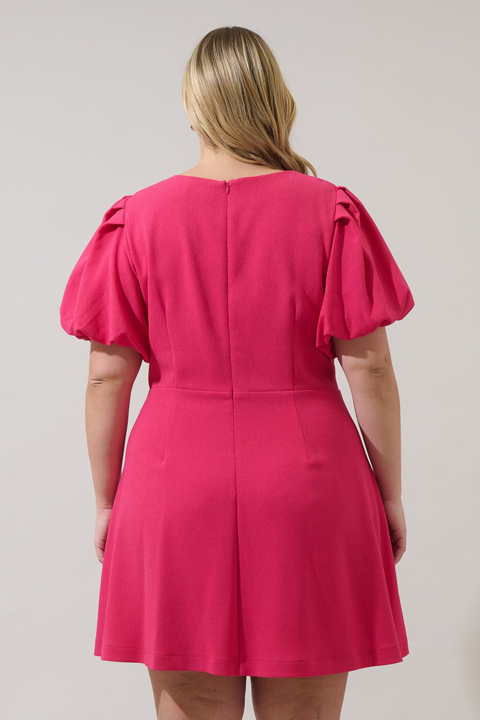 Zemira Rosette Bubble Sleeve Mini Dress Curve